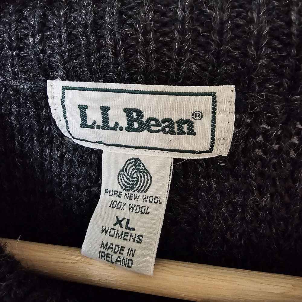 LL Bean Vintage 90's Irish Cable Knit Sweater XL 100%Virgin Wool Made in Ireland - Picture 4 of 7